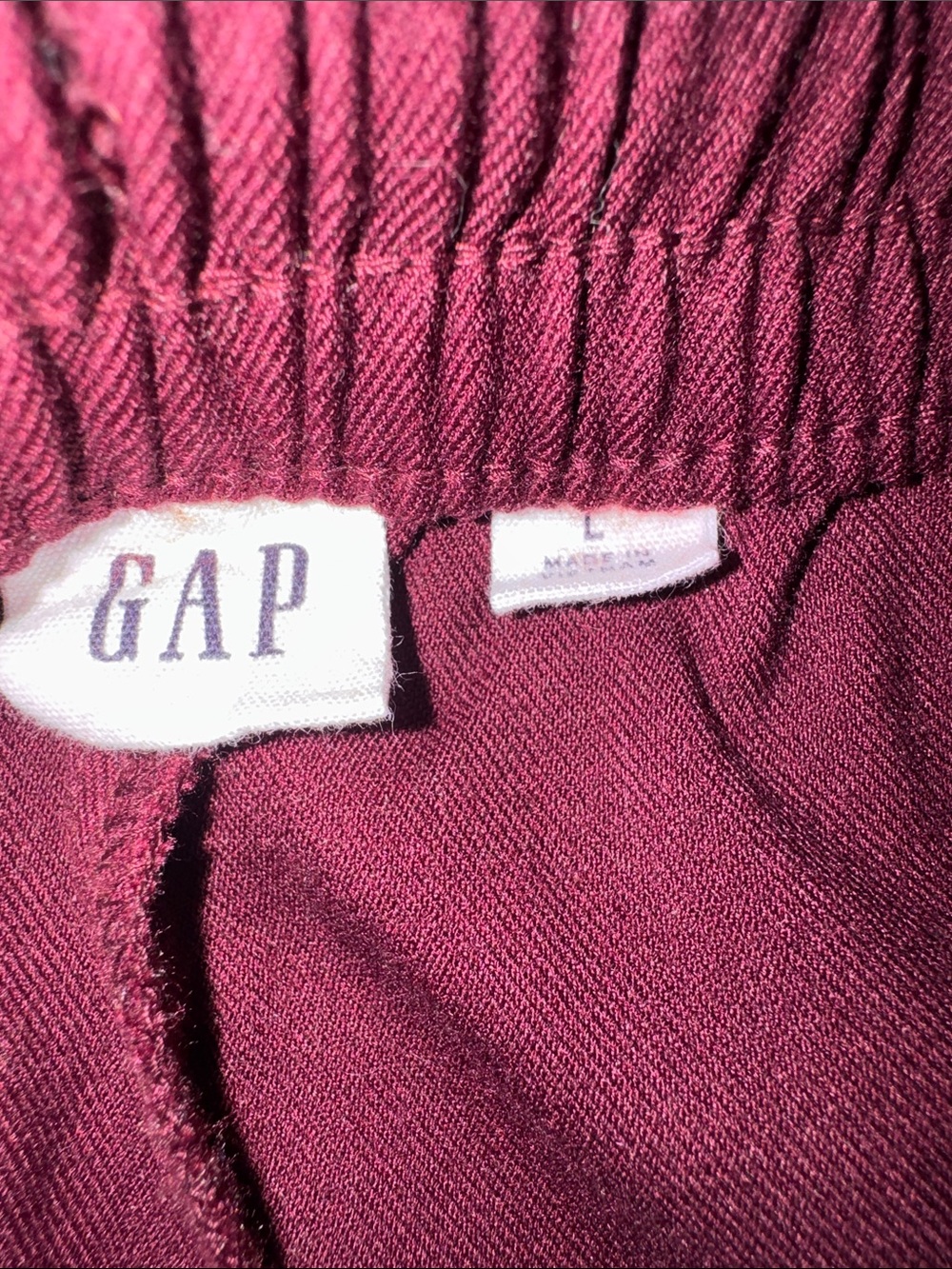 GAP Maroon Burgundy Wide Leg Pull On Pants Size L - Picture 3 of 5